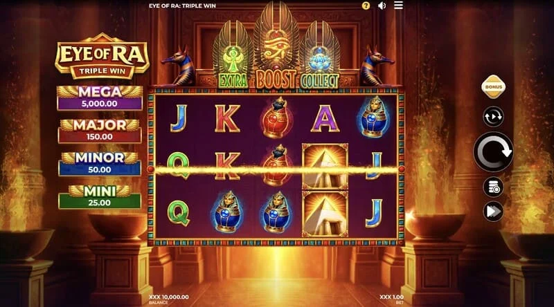 Eye of Ra Triple Win – peamine mänguekraan viie rullikuga